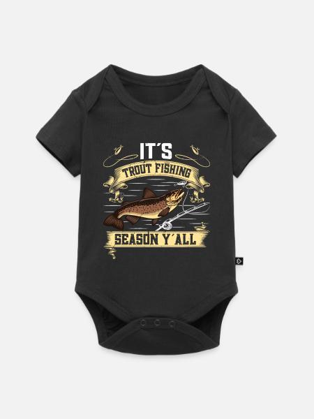 Funny Fishing Men Women - Baby Premium Kurzarmbody - Schwarz