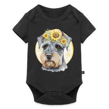 Mignon Miniature Schnauzer Tournesol Chien Race Pet P - Body à manches courtes Premium Bébé - noir - Devant
