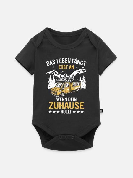 Camping Wohnwagen Camper - Baby Premium Kurzarmbody - Schwarz