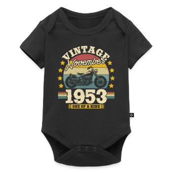 Vintage Novembre 1953 - 70 ans - Pièce unique - Body à manches courtes Premium Bébé - noir - Devant