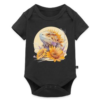 Cute Bearded Dragon Sunflower Artistic Reptile - Baby Premium Kurzarmbody - Schwarz - Vorne