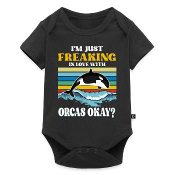 Ich bin einfach verdammt verliebt in Orcas - Baby Premium Kurzarmbody - Schwarz - Vorne