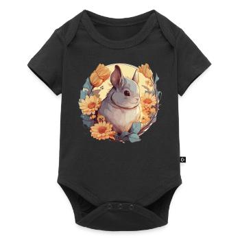 Mignon Chinchilla Tournesol Floral Aquarelle Artwor - Body à manches courtes Premium Bébé - noir - Devant