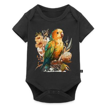 Mignon tournesol Lovebird Aquarelle Florale Perruche - Body à manches courtes Premium Bébé - noir - Devant