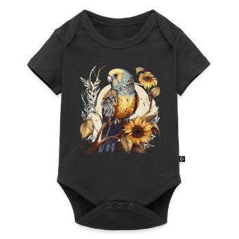 Mignon perruche de tournesol floral aquarelle oiseau - Body à manches courtes Premium Bébé - noir - Devant
