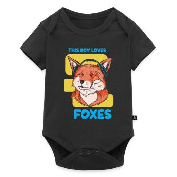 This boy loves foxes animal fox lover - Baby Premium short-sleeve bodysuit - black - Front