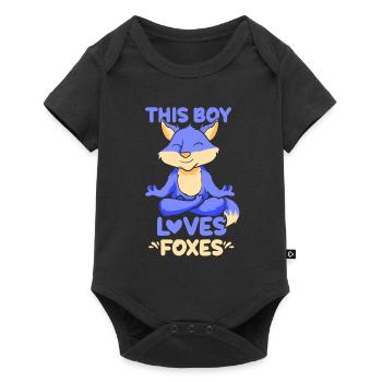 This boy loves foxes fox lover animal - Baby Premium short-sleeve bodysuit - black - Front