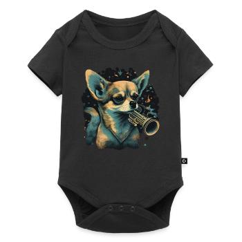 Chihuahua | Saxophone Musique Groupe Chien Drôle - Body à manches courtes Premium Bébé - noir - Devant