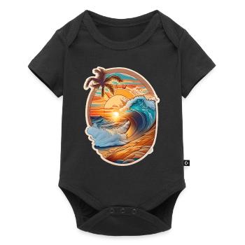 Beach and wave - Baby Premium short-sleeve bodysuit - black - Front