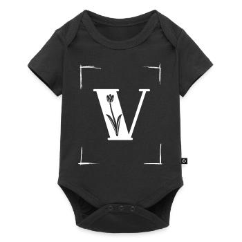 letter V initial - Baby Premium short-sleeve bodysuit - black - Front