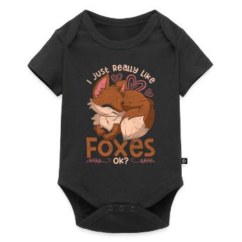 I really like foxes ok forest animal funny fox - Baby Premium short-sleeve bodysuit - black - Front