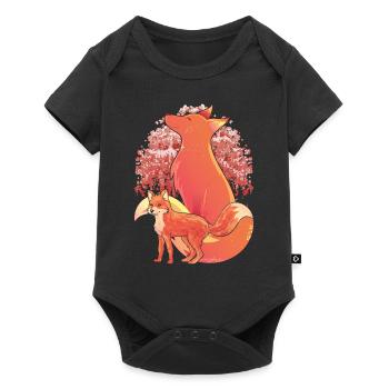 Cherry Blossom Forest Animal Sakura Fox Gift Fox - Baby Premium short-sleeve bodysuit - black - Front