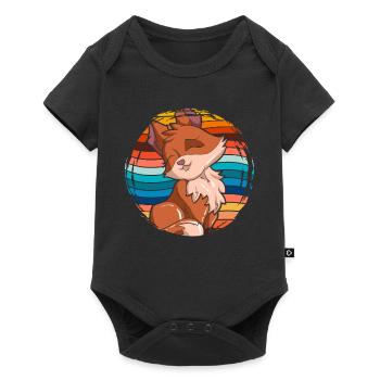Mignon Forest Animal Forest Dweller Cadeau Retro Fox - Body à manches courtes Premium Bébé - noir - Devant