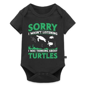 Tortue de mer Désolé de ne pas l’être - Body à manches courtes Premium Bébé - noir - Devant