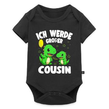 Dinos bald Großer Cousin Werde Großer Cousin - Baby Premium Kurzarmbody - Schwarz - Vorne