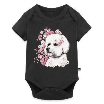 Bichon Frise Cherry Blossom Dog Breed Japanese Sak - Baby Premium short-sleeve bodysuit - black - Front