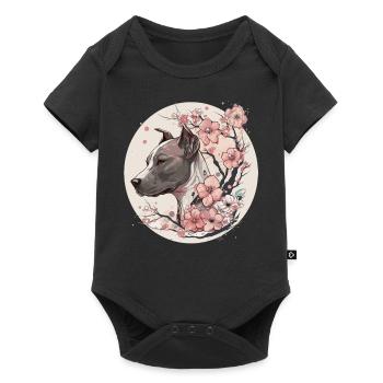 Japanese Sakura Dalmatian Cherry Blossom Watercolo - Baby Premium short-sleeve bodysuit - black - Front