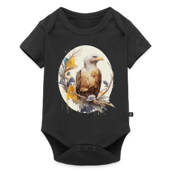 Cute Bald Eagle Sunflower Watercolor Bird - Baby Premium Kurzarmbody - Schwarz - Vorne