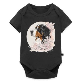 Bernese Mountain Dog Breed Cherry Blossom Japanese - Baby Premium short-sleeve bodysuit - black - Front