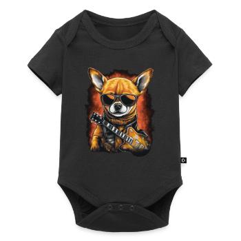 Chihuahua | Aloha Ukulélé Hawaï Guitare Chien - Body à manches courtes Premium Bébé - noir - Devant