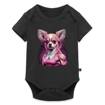 Chihuahua rose | Fille Fitness Salle de sport - Body à manches courtes Premium Bébé - noir - Devant