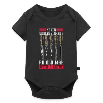 Woodturning Never Underestimate An Old Woodworker - Baby Premium short-sleeve bodysuit - black - Front