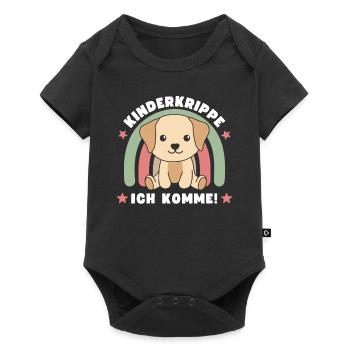 Kinderkrippe Ich Komme! Hund - Baby Premium Kurzarmbody - Schwarz - Vorne