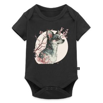 Mignon Chihuahua Fleur de cerisier Race de chien Japonais S - Body à manches courtes Premium Bébé - noir - Devant