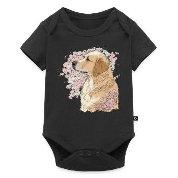 Golden Retriever Cherry Blossom Dog Breed Japanese - Baby Premium short-sleeve bodysuit - black - Front