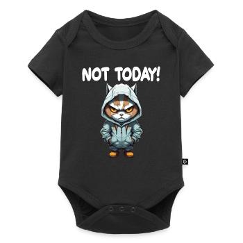Not Today Katze Schlechte Laune - Baby Premium Kurzarmbody - Schwarz - Vorne