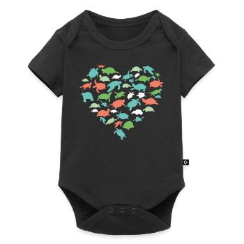 Sea Turtle Tortoise Heart - Baby Premium Kurzarmbody - Schwarz - Vorne