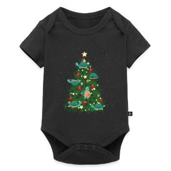 Sea Turtle Tortoise Christmas Tree - Baby Premium short-sleeve bodysuit - black - Front
