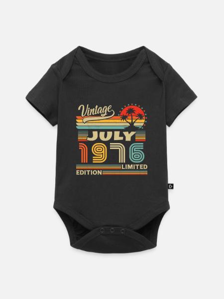 Vintage Juli 1976, Retro Geburtstagsgeschenk - Baby Premium Kurzarmbody - Schwarz