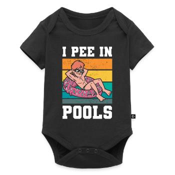 Ich Pinkle In Pools Lustige Pool -Begleiters - Baby Premium Kurzarmbody - Schwarz - Vorne