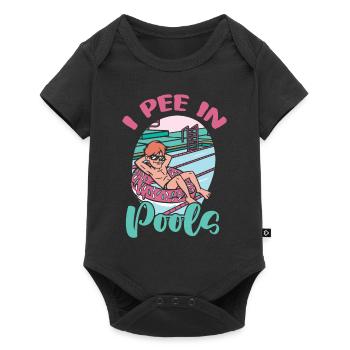 Ich Pinkle In Öffentlichen Pools Lustige - Baby Premium Kurzarmbody - Schwarz - Vorne
