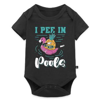 Ich Pinkle In Pools Schwimmwitz, Die In - Baby Premium Kurzarmbody - Schwarz - Vorne