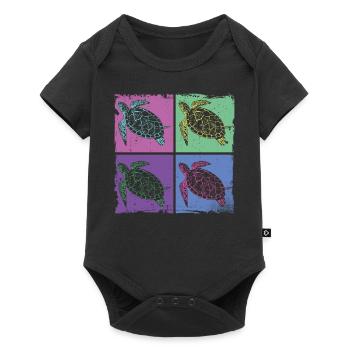 Sea Turtle Tortoise Retro Vintage - Body à manches courtes Premium Bébé - noir - Devant