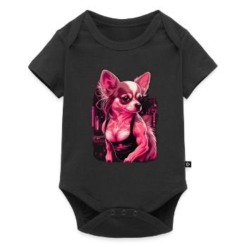Chihuahua rose | Fille Fitness Salle de sport - Body à manches courtes Premium Bébé - noir - Devant
