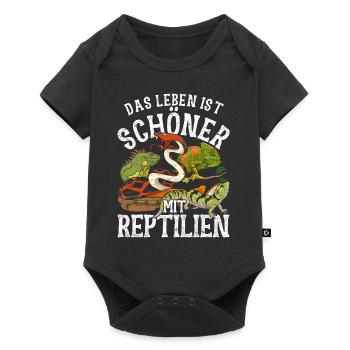 Lustiges Das Leben ist schöner mit Reptilien - Baby Premium Kurzarmbody - Schwarz - Vorne