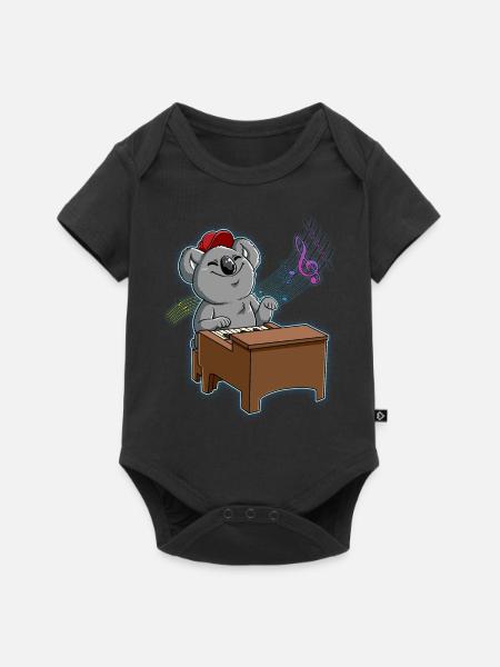Koala Klavierspieler - Baby Premium Kurzarmbody - Schwarz