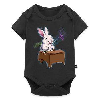 Rabbit Piano Player - Baby Premium short-sleeve bodysuit - black - Front