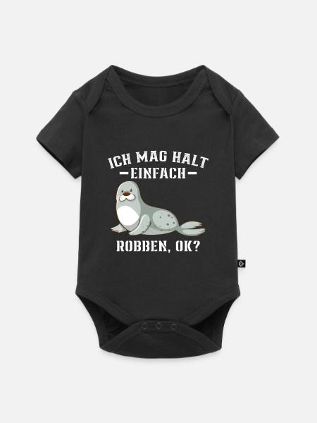 Robbe - Ich mag halt einfach Robben Ok? - Baby Premium Kurzarmbody - Schwarz