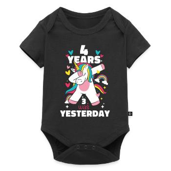 Cadeau 4 ans anniversaire garçon ou fille - Body à manches courtes Premium Bébé - noir - Devant