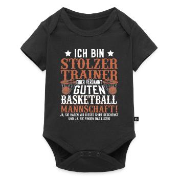 Trainer Geschenkidee Basketball Mannschaft - Baby Premium Kurzarmbody - Schwarz - Vorne