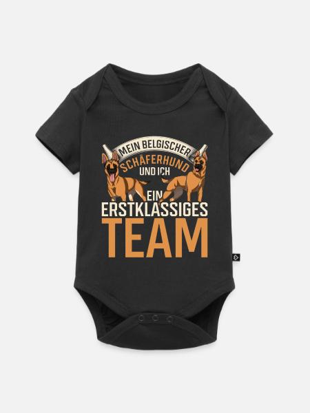 Hund Ein erstklassiges Team Belgischer Schäferhund - Baby Premium Kurzarmbody - Schwarz