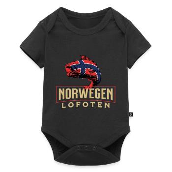 Angelurlaub Angeltour in Norwegen Lofoten - Baby Premium Kurzarmbody - Schwarz - Vorne