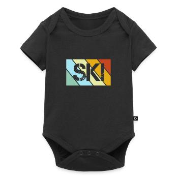 Ski Rétro - Body à manches courtes Premium Bébé - noir - Devant
