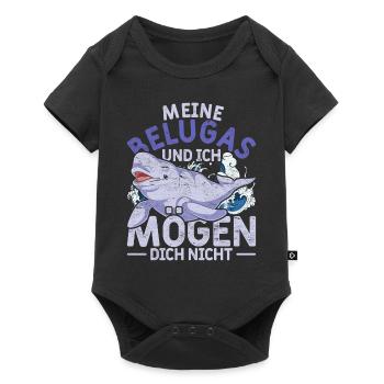 Meine Belugas und ich mögen dich nicht Beluga Wal - Baby Premium Kurzarmbody - Schwarz - Vorne