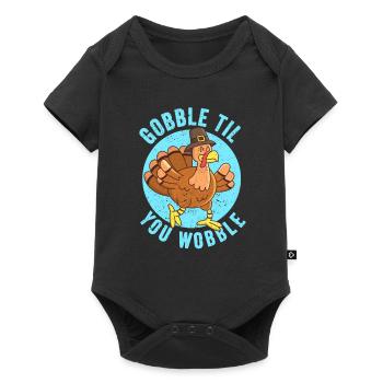 Gobble Til You Wobble Thanksgiving Day Eat Turkey - Baby Premium short-sleeve bodysuit - black - Front