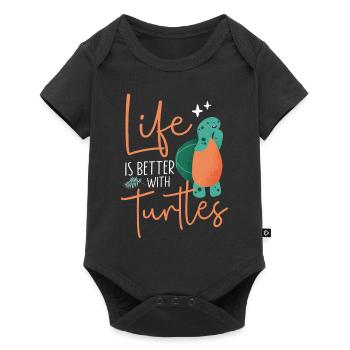 La vie des tortues de mer est meilleure - Body à manches courtes Premium Bébé - noir - Devant